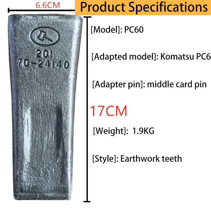 Forgeage des dents de seau de fer à boulons PC60 Dentes de roche pour seau de pelle