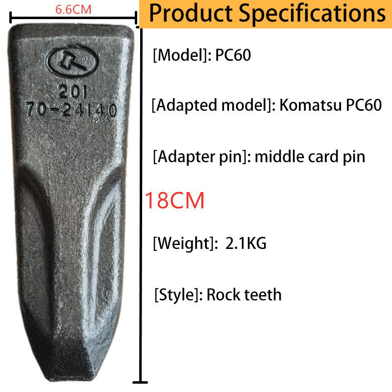 Forgeage des dents de seau de fer à boulons PC60 Dentes de roche pour seau de pelle