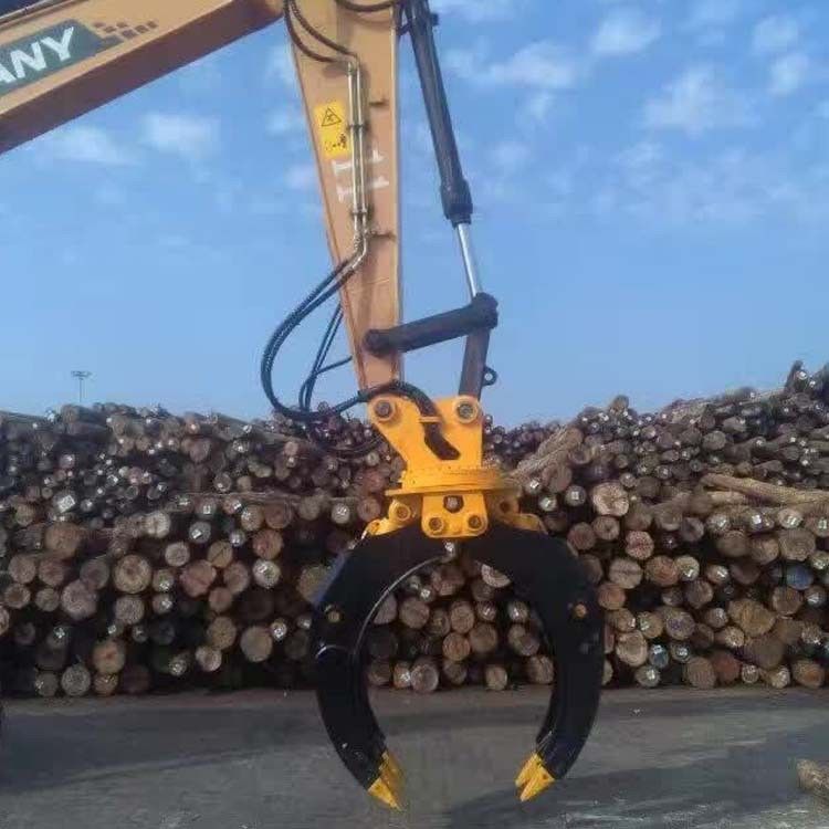 personnalisable à double cylindre 360 rotatif accroche hydraulique tenue à bras télescopique poignée en bois pour excavatrice