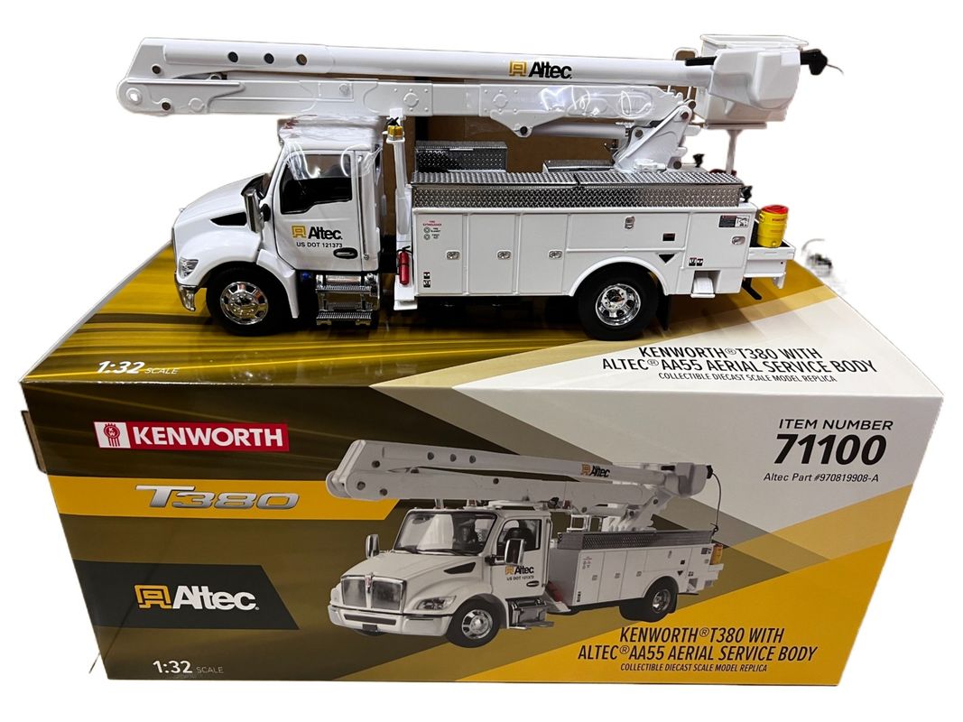DM 1/32 Kenworth T380 Plateforme de travail aérien Camion véhicule de construction en alliage modèle 71100