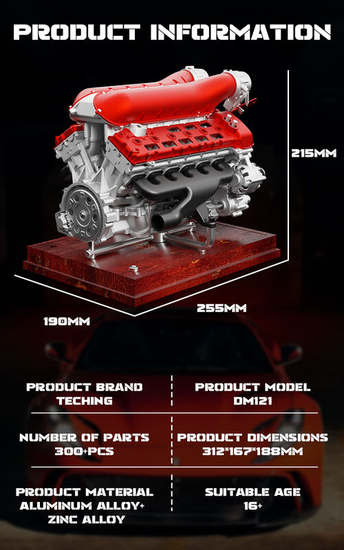 Modèle de moteur V12 de douze cylindres, tout métal assemblé et assemblé, peut démarrer le mini-moteur jouet